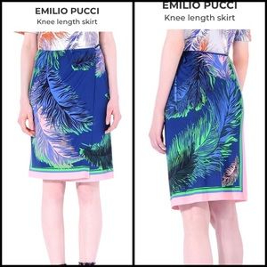 Emilio Pucci Women's Blue Knee Length wrap Skirt